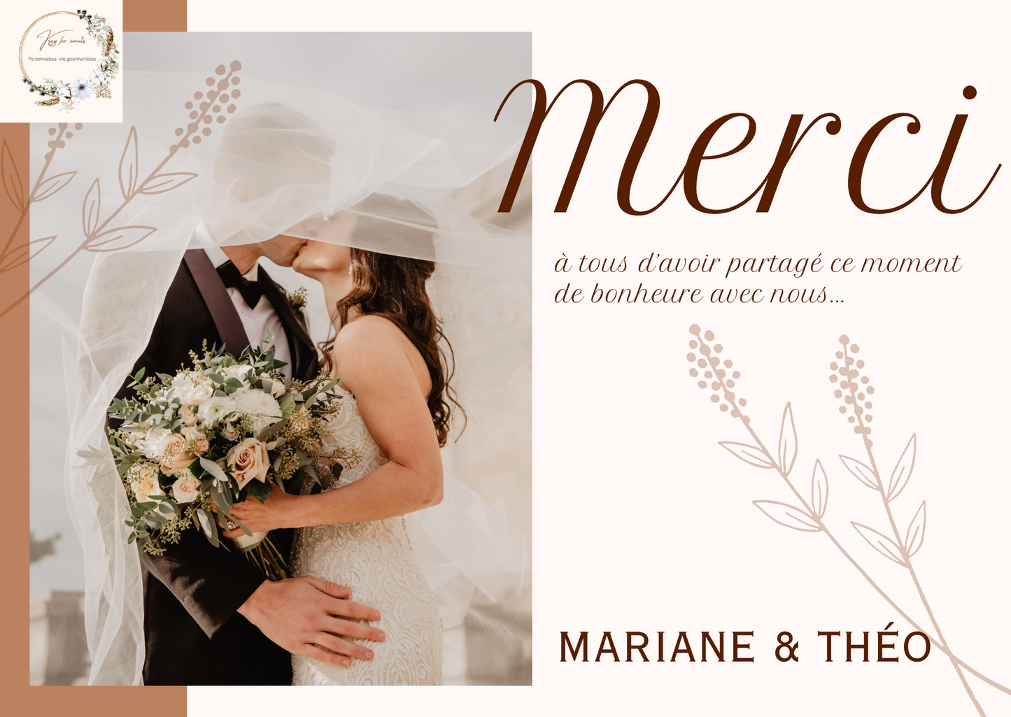 Carte de remerciement mariage